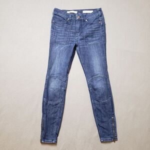 Pilcro and the Letterpress High-Rise Denim Moto Legging zip ankle size 28